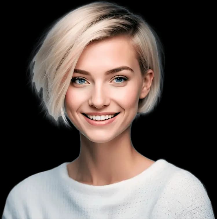 Девушка после стрижки